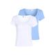 T-Shirt TOMMY JEANS "TJW 2PACK HENLEY SS RIB TEE" Gr. L (40), blau (white, blue) Damen Shirts Jersey