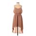 Forever 21 Casual Dress - High/Low V-Neck Sleeveless: Brown Print Dresses - Women's Size Small