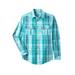 Men's Big & Tall Plaid Flannel Shirt by KingSize in Tidal Green Plaid (Size 5XL)