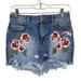 Free People Skirts | Free People Wild Rose Embroidered Floral Mini Denim Jean Skirt 25 | Color: Blue | Size: 25