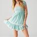 Urban Outfitters Dresses | Nwt Urban Outfitters Mini Babydoll Dress With A Smocked Bodice- Medium | Color: Green/White | Size: M