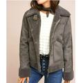 Anthropologie Jackets & Coats | Anthropologie Aviator Sherpa Coat Jacket By Marrakech | Color: Gray | Size: S