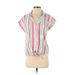 Old Navy Short Sleeve Button Down Shirt: Pink Print Tops - Women's Size Small