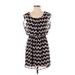 Lily Rose Casual Dress - Mini Scoop Neck Short sleeves: Black Chevron/Herringbone Dresses - Women's Size Small