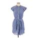 Gap Casual Dress - Shirtdress High Neck Short sleeves: Blue Print Dresses - Women's Size 2