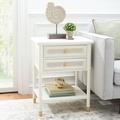 Lark Manor™ Radium 2 Drawer 1 Shelf Accent Table Wood in White | 27 H x 21 W x 18 D in | Wayfair A0BF67FB82704940B11D643BFB5A6B33