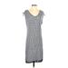 Saturday Sunday Casual Dress - Shift V Neck Short sleeves: Gray Dresses - Women's Size X-Small