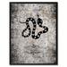 Bungalow Rose Snake Chinese Zodiac Black Print on Canvas w/ Picture Frame, 28x37 Canvas in Black/Gray | 37 H x 28 W in | Wayfair