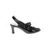 Anyi Lu Heels: Slingback Chunky Heel Cocktail Black Print Shoes - Women's Size 38.5 - Almond Toe