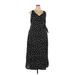 ASOS Casual Dress - Midi V Neck Sleeveless: Black Polka Dots Dresses - Women's Size 26