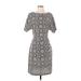 Talbots Casual Dress - Sheath Crew Neck Short sleeves: Gray Dresses - Women's Size 4 Petite