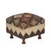 Union Rustic Kostadinka Solid Wood Accent Stool Wood/Upholstered in Brown/White | 16 H x 18.5 W x 18.5 D in | Wayfair