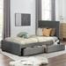 Latitude Run® Minimalist style upholstered linen fabric platform bed w/ drawers, for bedroom Upholstered in Brown/Gray | Wayfair