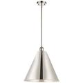 Ballston Cone 16"W Polished Nickel LED Pendant w/ Polished Nickel Shad