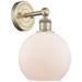 Athens 13"High Antique Brass Sconce With Matte White Shade