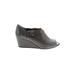 Anyi Lu Wedges: Gray Print Shoes - Women's Size 38.5 - Peep Toe