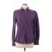 Banana Republic Long Sleeve Button Down Shirt: Purple Checkered/Gingham Tops - Women's Size Medium