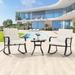 Sonerlic 3 Pcs Outdoor Patio Steel Leisure Rocking Chairs Sets with Sponge Cushions and Side Table Begie