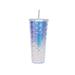 700ML Drinking Cup Leak-proof Eco-friendly High Capacity Fashion Creative Double Insulation PS Material Fish Scale Drinking Straw Cup Daily Use