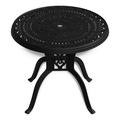 Ã˜31.50-inch Cas Aluminum Patio Dining Table with Black Frame and Umbrella Hole