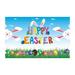 piaybook 2024 Easter Banners and Flags Easter Banner Holiday Decorations Egg Bunny Flag Background Cloth Holiday Party Photo Background Home Garden Outdoor Flag Banner Purple