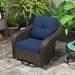 MeetLeisure 1 Pieces Outdoor Patio Furniture Wicker Swivel Chair with Cushions for Backyard Navy