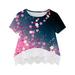 Herrnalise Girls Casual Tunic Tops Crewneck Layered Floral Print Short Sleeve Loose Soft Lace Blouse T-Shirt for 3-14 Years