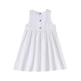EHQJNJ Baby Clothes For Girls 6-9 Months Winter Girl s Strap Solid Button Midi Sleeveless Summer Casual Sundress A Line Dress with Pockets For 6 Months To 5 Years Kids White Polka Dot