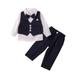 Baby Girl Outfits Baby Boy Clothes Boy Outfits 3Pc Gentleman Suit Bowtie Long Sleeve Shirt + Vest + Pants Set Baby Boy s Clothing BU1 2 Years-3 Years