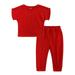 mveomtd Toddler Kids Baby Girls 2 Pieces Tracksuit Summer Outfits Solid Short Sleeve T Shirt Sweatshirt Tops Long Pants Set Teen Two Piece Outfit New Baby Gift Set Girl