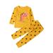 Baby Outfits For Girls Boys Winter Long Sleeve Cute Dinosaur Prints Tops Pants 2Pcs Outfits Clothes Set Clothes Boy Outfits Yellow 2 Years-3 Years