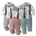 CSCHome Baby Boys Gentleman Clothes Set Breathable Cotton Dress Suspender Pants + Bow Tie Outfit Formal Set for Kids 6 Months-12 Years