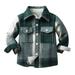 QUYUON Toddler Baby Boys Plaid Flannel Shirt Kids Winter Warm Fleece Lined Long Sleeve Open Front Cardigan Lapel Neck Button-Down Shirts Blouse Tops with Pockets Q-2-Green 9T-10T