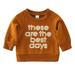 ASFGIMUJ Boys Hoodies Winter Long Sleeve Sweatshirt Outwear Clothes Cartoon Letter Prints Black Brown Toddler Sweatshirt Brown 0 Months-6 Months