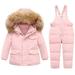 HBYJLZYG Down Warm Jacket Suit Jumpsuit Rompers Windproof Ski Suit Child Baby Boy Girl Coat Suit Winter Thickened Two-Piece Set Suit