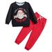 Toddler Girl Outfits Boys Long Sleeve Christmas Father Christmas Prints Tops Pants Two Piece Outfits Set Boy Outfits Black 4 Years-5 Years