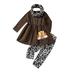 Baby Outfits For Girls Thanksgiving Cute Cartoon Long Sleeve Dress Blouse Tops Leopard Print Pants Trousers With Headbands Clothes Set 3Pcs Outfits Toddler Boy Fall Outfits Coffee 18 Months-24 Months