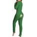 Shldybc Women s Sexy Butt Button Back Flap Jumpsuit V Neck Long Sleeve Romper Bodycon Pajamas Onesies Adults Fashion Print Sexy Jumpsuit - Fall/Winter Clearance