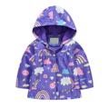 ASFGIMUJ Toddler Fall Jacket Kids Baby Boys Long Sleeve Prints Windproof Jacket Hooded Lightweight Kids Coats Windbreaker Casual Outerwear Baby Girl Coat Purple 1 Years-2 Years