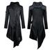 TUWABEII Trendy Tops for Men Mens Retro Steam Punk Gothic Cape Jacket Long Sleeve Hooded With Metal Button Long Trench Coat