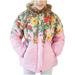 Lovskoo Toddler Baby Parka Jacket Hoodies Coat for Kids Faux Fur Floral Print Winter Thick Warm Windproof Coat Outwear Jackets Pink for 2-3 Years