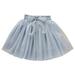 Fauean Girls Dresses Skirt Net Half Skirt Bow Tied Elastic Waist Princess Skirt Grey Size 120