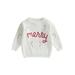 Newborn Baby Girl Boy Christmas Knit Sweater Merry Candy Cane Embroidery Winter Warm Sweatshirt Outfit Fall Clothes