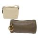 GUCCI Hand Bag Clutch Bag Leather 2Set Beige Gray Auth bs6682