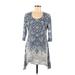 Casual Dress - Shift Scoop Neck 3/4 sleeves: Blue Dresses - Women's Size Medium