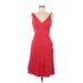 J.Crew Cocktail Dress Plunge Sleeveless: Red Solid Dresses - Women's Size 6