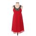 Dee Elle Casual Dress - A-Line Scoop Neck Sleeveless: Red Print Dresses - Women's Size Small