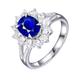 Cluster Rings for Women, Oval Ring with Halo 18K White Gold AU750 Flower 1 1.5CT VVS Blue Lab Sapphire with H White Natural Diamond Channel S 1/2