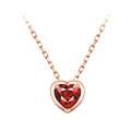 ANAZOZ 18K Rose Gold Necklace for Women,Ruby Necklace Women Rose Gold Neckless for Women Wedding Heart 0.2ct with Ruby with Chain 40+5cm