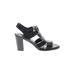 Hispanitas Sandals: Slingback Chunky Heel Casual Black Print Shoes - Women's Size 40 - Open Toe